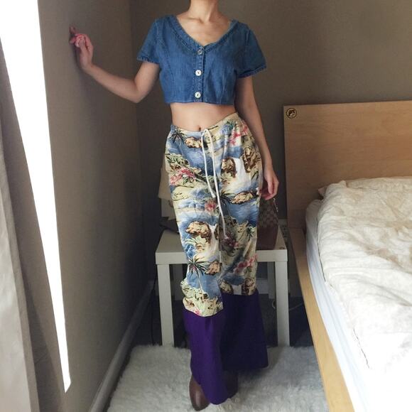 Reworked Vintage Tropical Ocean View Printed Pants-CA5 - Picture 5 of 12